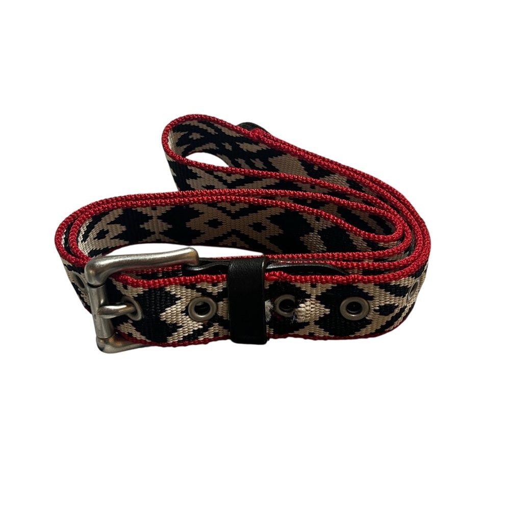 J.Crew Southwestern Woven Belt Black Red Geometric Navajo Tribal Pattern Small - Picture 9 of 9
